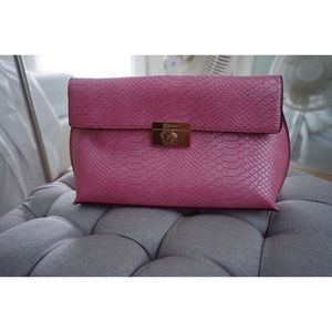 ASOS DUNE Pink Faux Snake Shoulder Bag